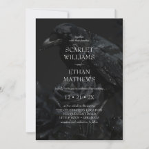 Gothic Black Floral Raven & Rose Wedding