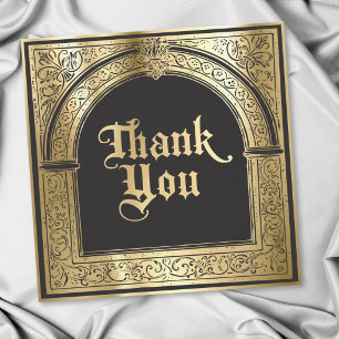Gothic Black Gold Mediaeval Until Death Thank You Card