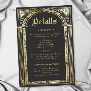 Gothic Black Gold Mediaeval Until Death Wedding Enclosure Card