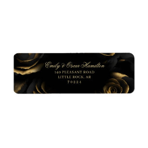 Gothic Black & Gold Roses Moody Return Address
