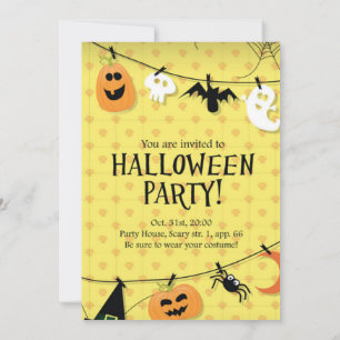 Gothic Black Gold Skull Halloween Costume Party Invitation