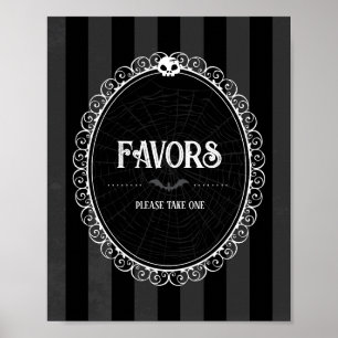 Gothic Black & Gray Skull Party Favor Sign