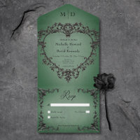 Gothic Black & Green Filigree Heart No Dinner