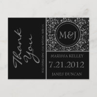 Gothic Black/Grey Flourish Thank You