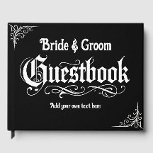Gothic Black Guest Book Personalized Names & Text