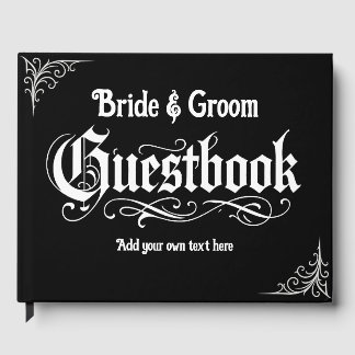 Gothic Black Guest Book Personalized Names & Text