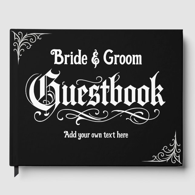Gothic Black Guest Book Personalized Names & Text (Front)