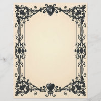 Gothic Black Heart Stationery Paper