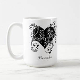 Gothic Black Heart Tattoo Art Design Personalized Coffee Mug