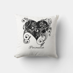 Gothic Black Heart Tattoo Art Design Personalized Cushion