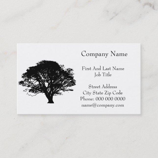 Gothic Black Oak Tree Silhouette Fine Art Drawing Business Card (Front)