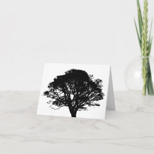 Gothic Black Oak Tree Silhouette Fine Art Drawing Card