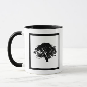 Gothic Black Oak Tree Silhouette Fine Art Drawing Mug