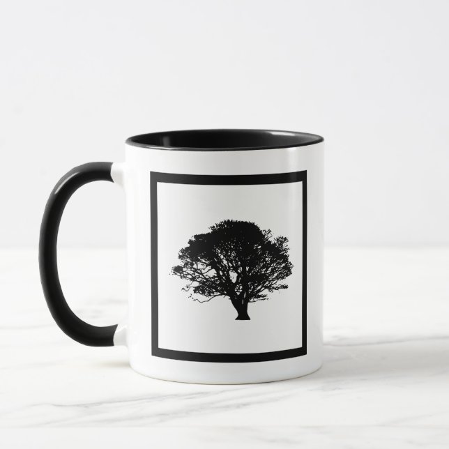 Gothic Black Oak Tree Silhouette Fine Art Drawing Mug (Left)