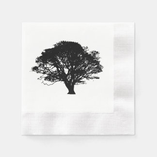 Gothic Black Oak Tree Silhouette Fine Art Drawing Napkin