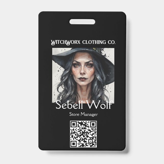 Gothic Black Pentacle Employee Badge ID Badge (Front)