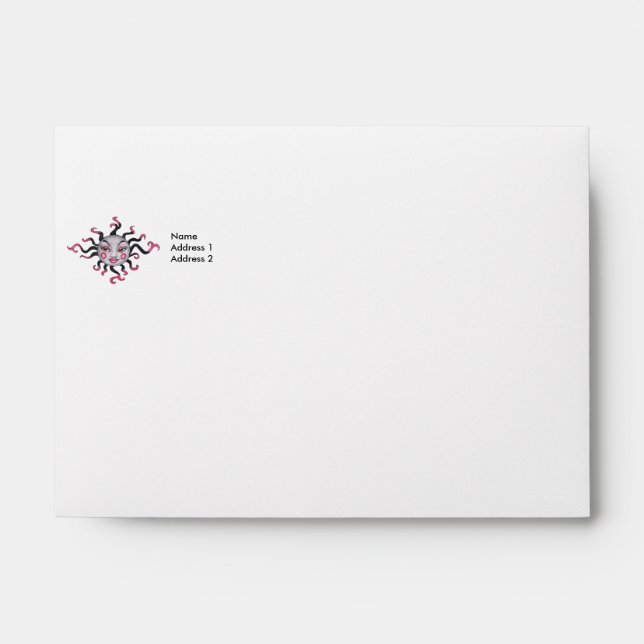 Gothic Black Pink Sun Goddess Business Envelope (Front)