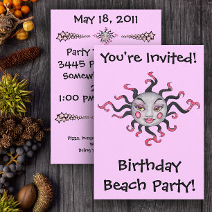 Gothic Black Pink Sun Goddess Invitations