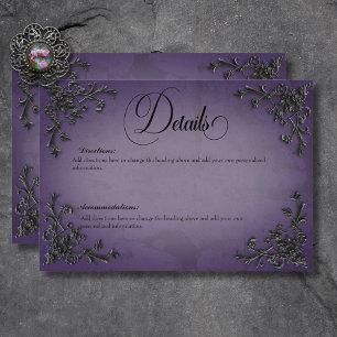 Gothic Black & Purple Filigree Heart Details Enclosure Card