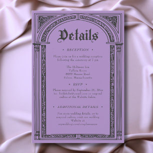 Gothic Black Purple Mediaeval Until Death Wedding Enclosure Card