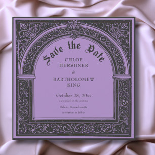 Gothic Black Purple Mediaeval Until Death Wedding Save The Date