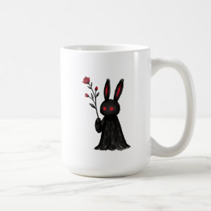 Gothic Black Rabbit Red Rose Emo Bunny Aesthetic Coffee Mug