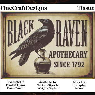 Gothic Black Raven Apothecary Sign FP9T Decoupage Tissue Paper