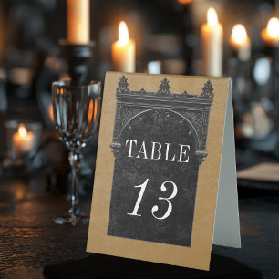 Gothic Black Raven & Black Arch Gold Wedding