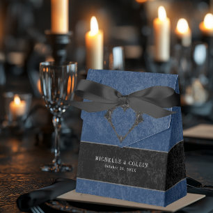 Gothic Black Raven & Black Roses Blue Wedding Favour Box