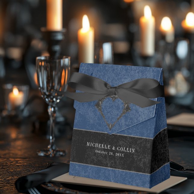 Gothic Black Raven & Black Roses Blue Wedding Favour Box (Creator Uploaded)