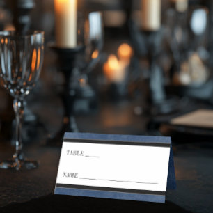 Gothic Black Raven & Black Roses Blue Wedding Place Card