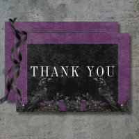 Gothic Black Raven & Black Roses Purple Details