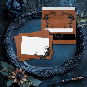 Gothic Black Raven & Black Roses Rust Wedding Envelope