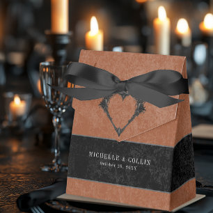 Gothic Black Raven & Black Roses Rust Wedding Favour Box