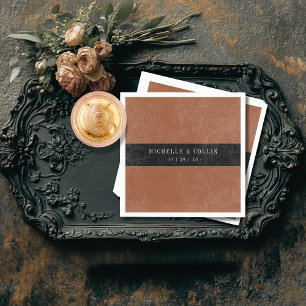Gothic Black Raven & Black Roses Rust Wedding Napkin