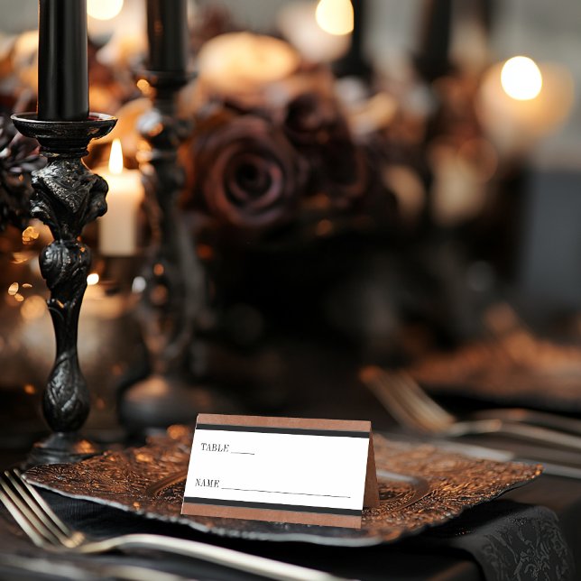 Gothic Black Raven & Black Roses Rust Wedding Place Card (Creator Uploaded)