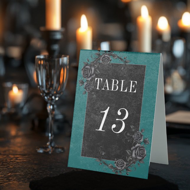 Gothic Black Raven & Black Roses Teal Wedding (Creator Uploaded)