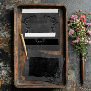 Gothic Black Raven & Black Roses Wedding Envelope