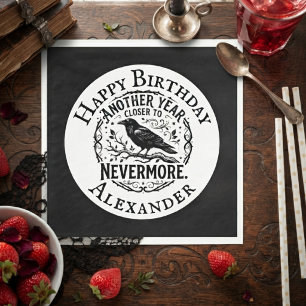 Gothic Black Raven Nevermore Birthday Napkin