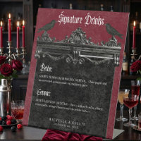 Gothic Black Raven & Roses Burgundy Wedding Drinks