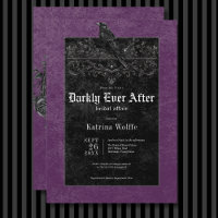 Gothic Black Raven & Roses Purple Bridal Shower