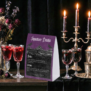 Gothic Black Raven & Roses Purple Wedding Drinks