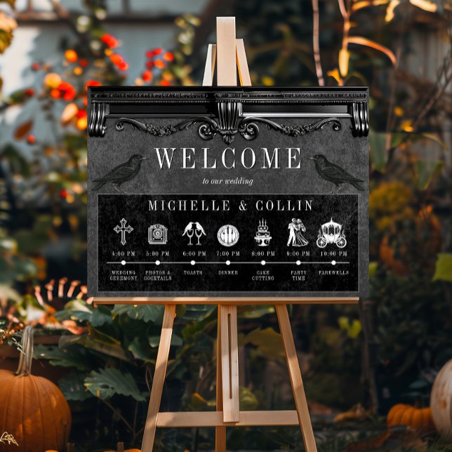 Gothic Black Ravens Order of Events Wedding Poster (Creator Uploaded)