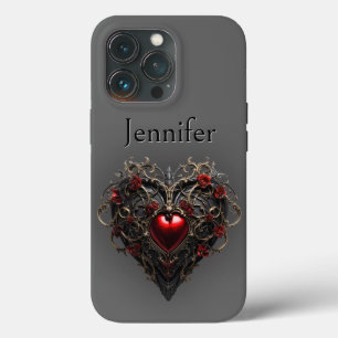 Gothic Black & Red Dark Heart iPhone 13 Pro Case