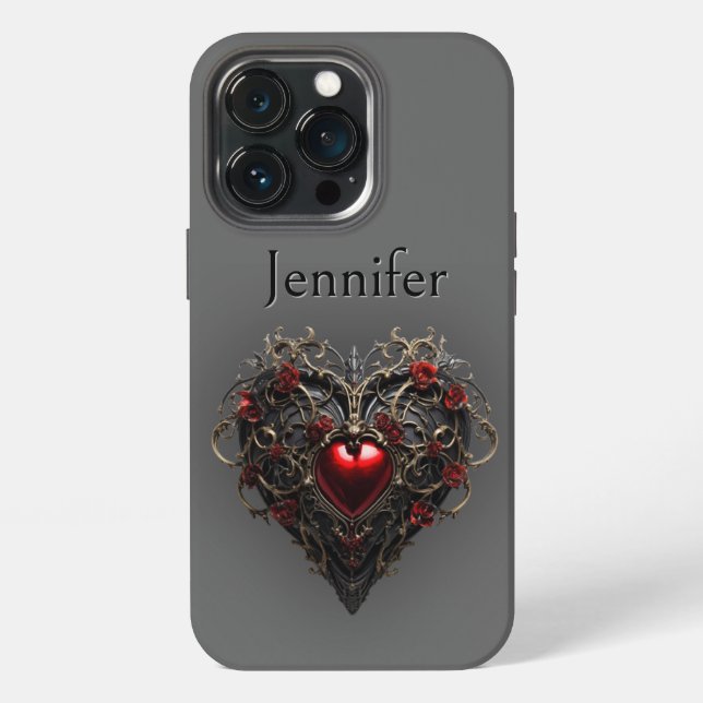 Gothic Black & Red Dark Heart iPhone Case (Back)