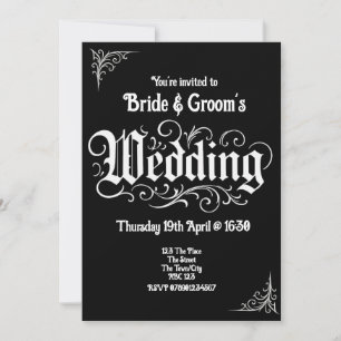 Gothic Black Rock Metal Wedding Personalized Names Invitation