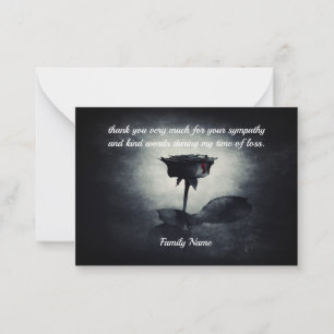 Gothic Black Rose After Funeral Thank You Cards