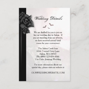 Gothic Black Rose Bats Matching Wedding Details Invitation