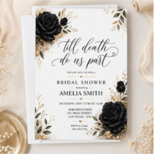 Gothic Black Rose Bridal Shower Invitation
