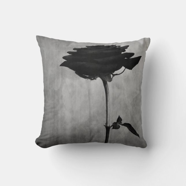Gothic Black Rose Cushion (Front)